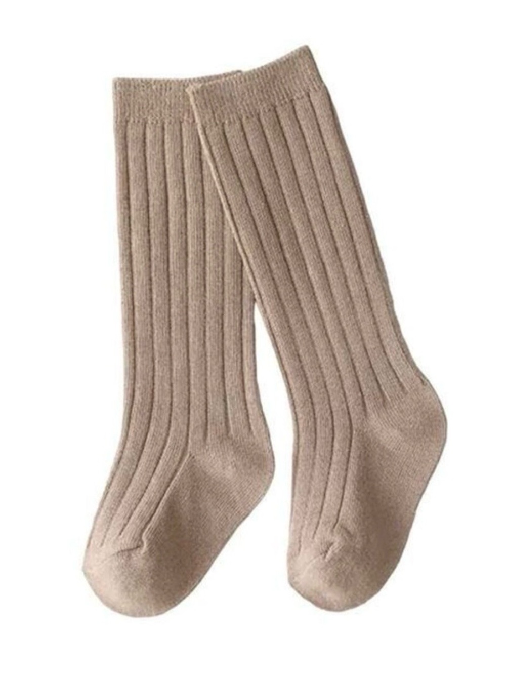 New baby, kids cotton knee high socks tan 0-6 months, 5-7 years